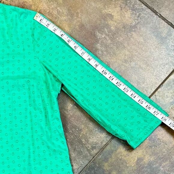 Talbots Green Texture Dots V-neck Ruffle Blouse Medium - Picture 9 of 11
